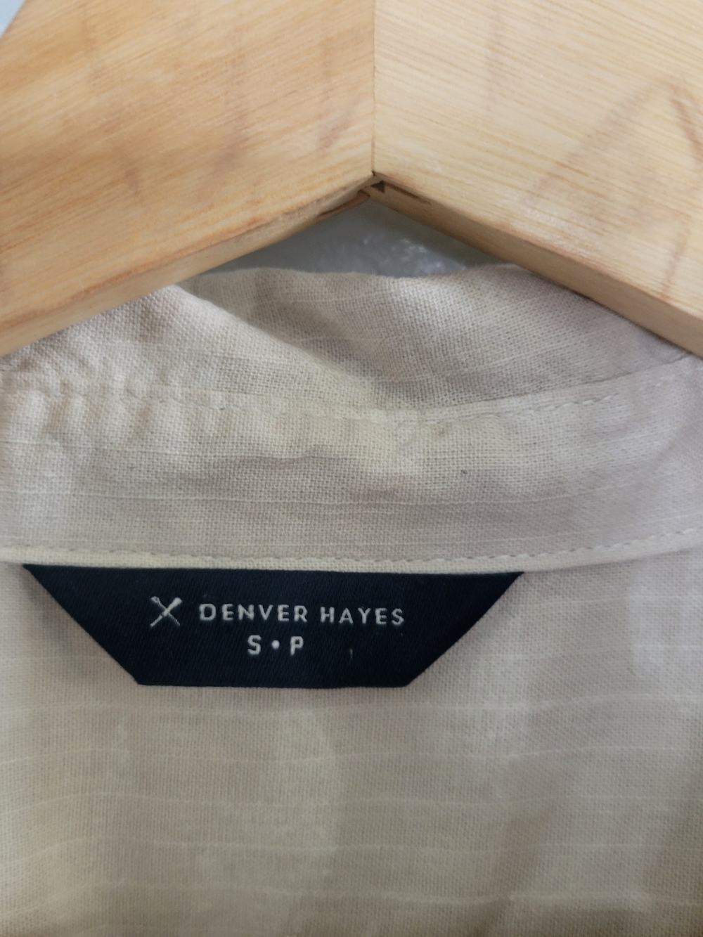 DENVER HAYES Cotton Blend Neutral Beige Size S Lightweight Blouse - Picture 3 of 10